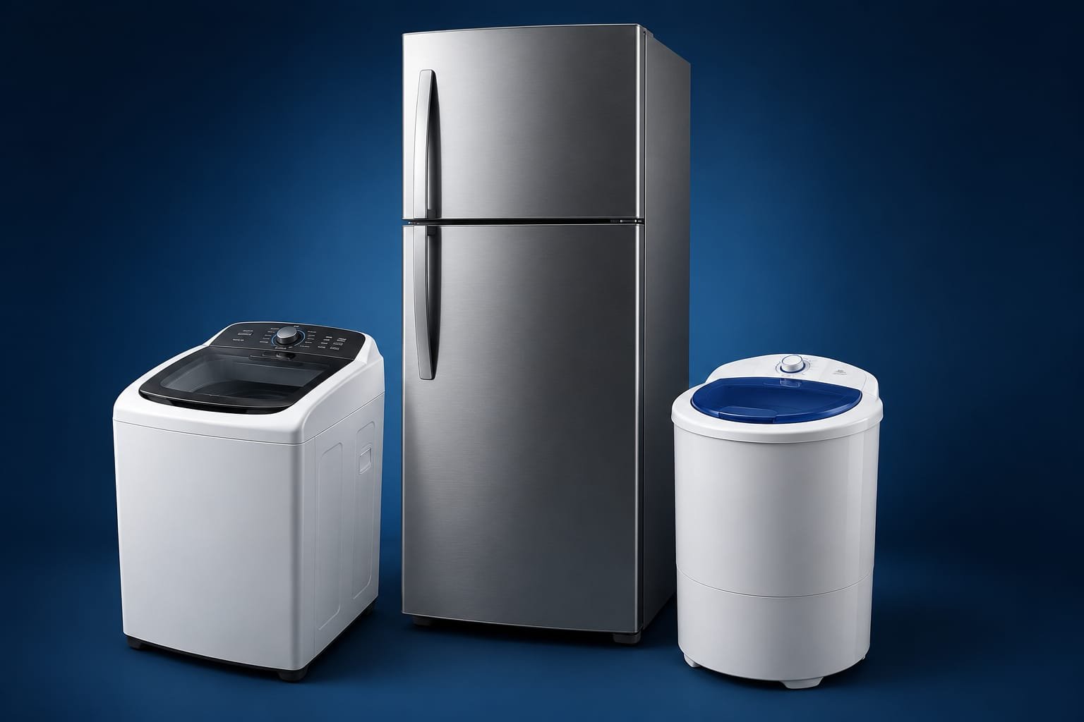 Geladeira, máquina de lavar e máquina de secar consertados pela JV Assistência Técnica